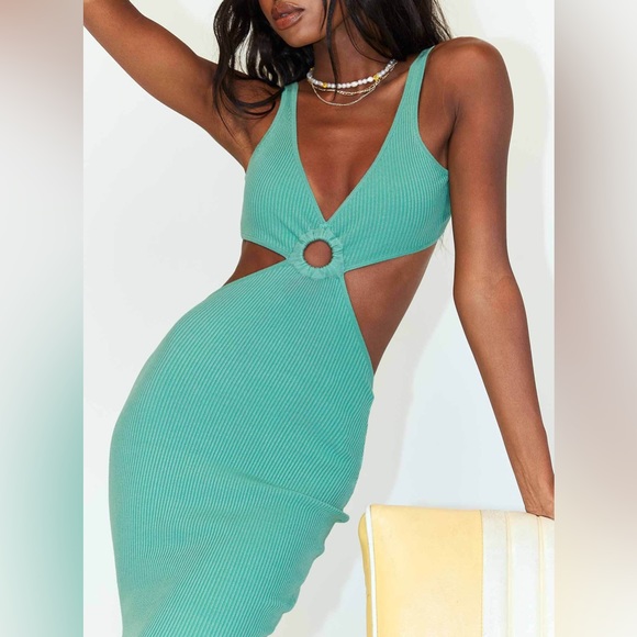Princess polly Bahamas Midi Dress Green - Picture 1 of 2